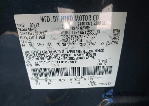 2013 Ford Edge Se из США, поврежденный, VIN 2FMDK3GCXDBB04914